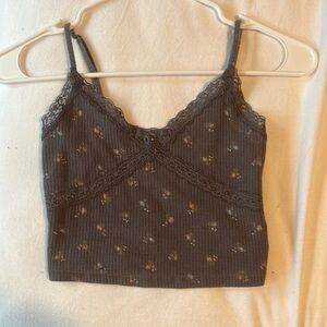 aeropostale dark grey cross cross lace top